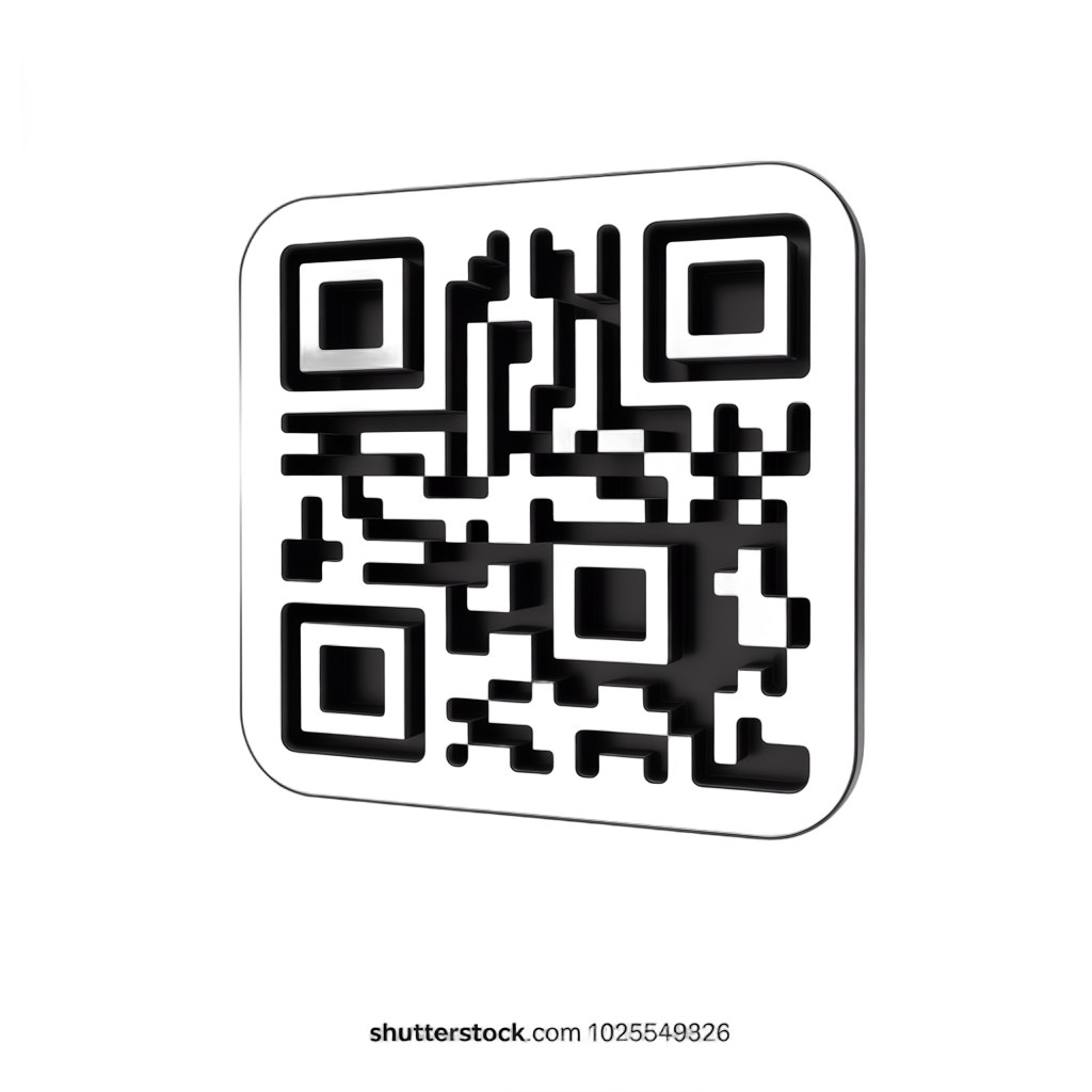 Modern black and white QR code graphic element for digital marketing and app promotion PNG - transparent background