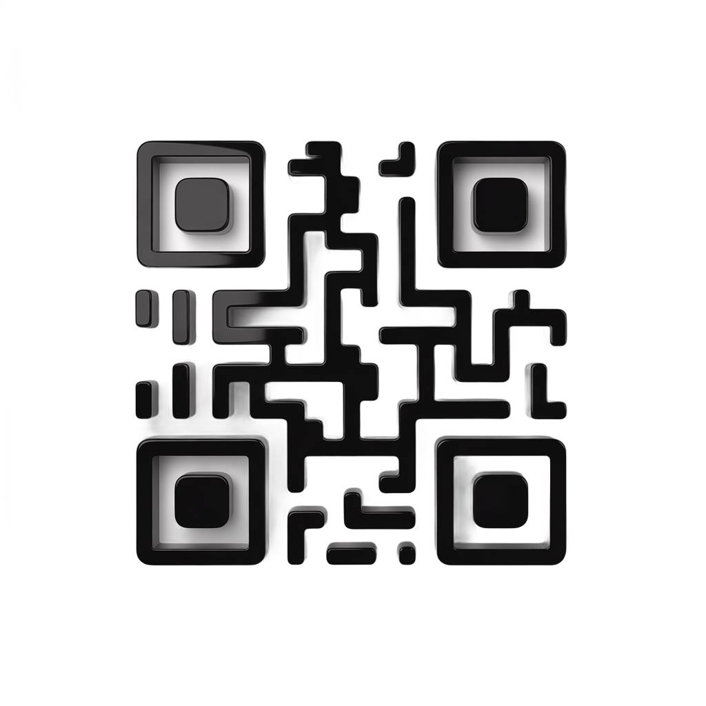 Modern black and white QR code graphic element for digital marketing and app promotion PNG - transparent background
