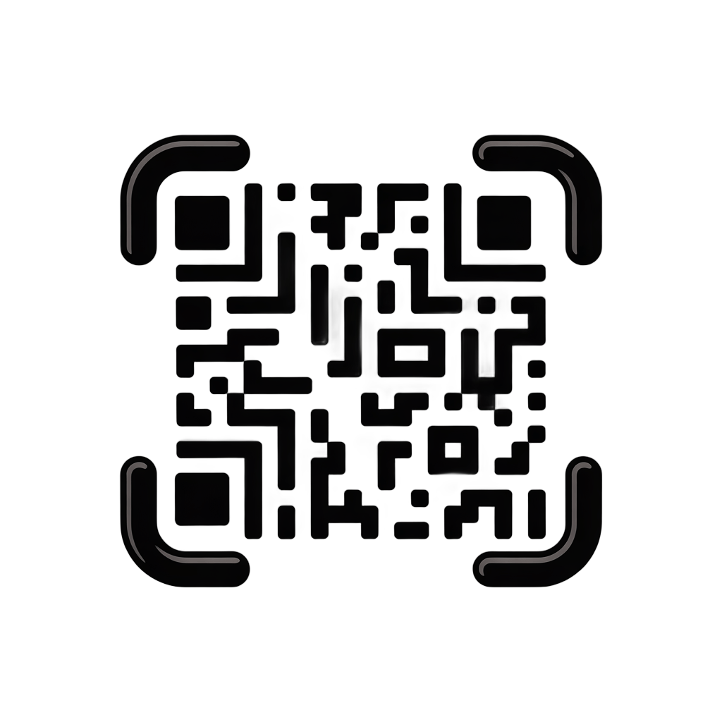 Modern black and white qr code graphic element with curved corners for digital marketing designs PNG - transparent background