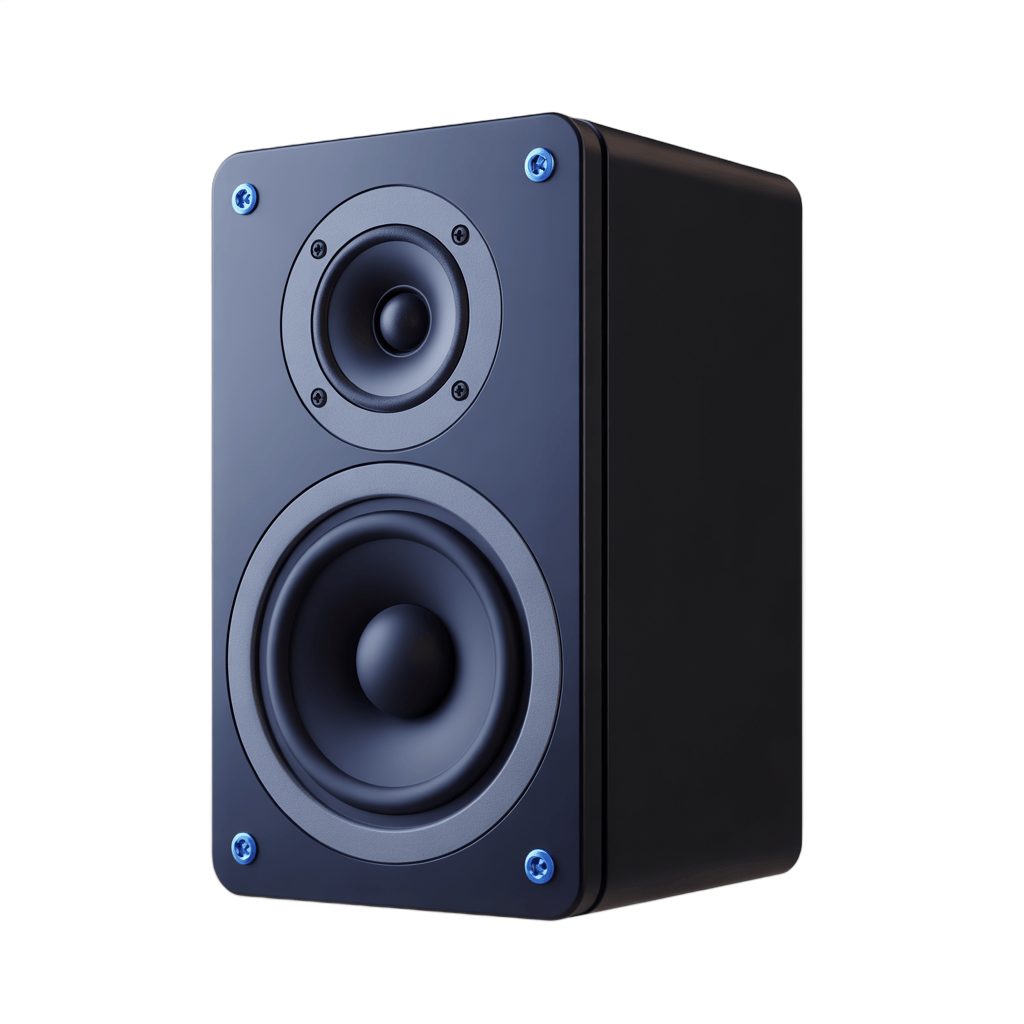 Modern black speaker isolated on transparent background for graphic design projects PNG - transparent background