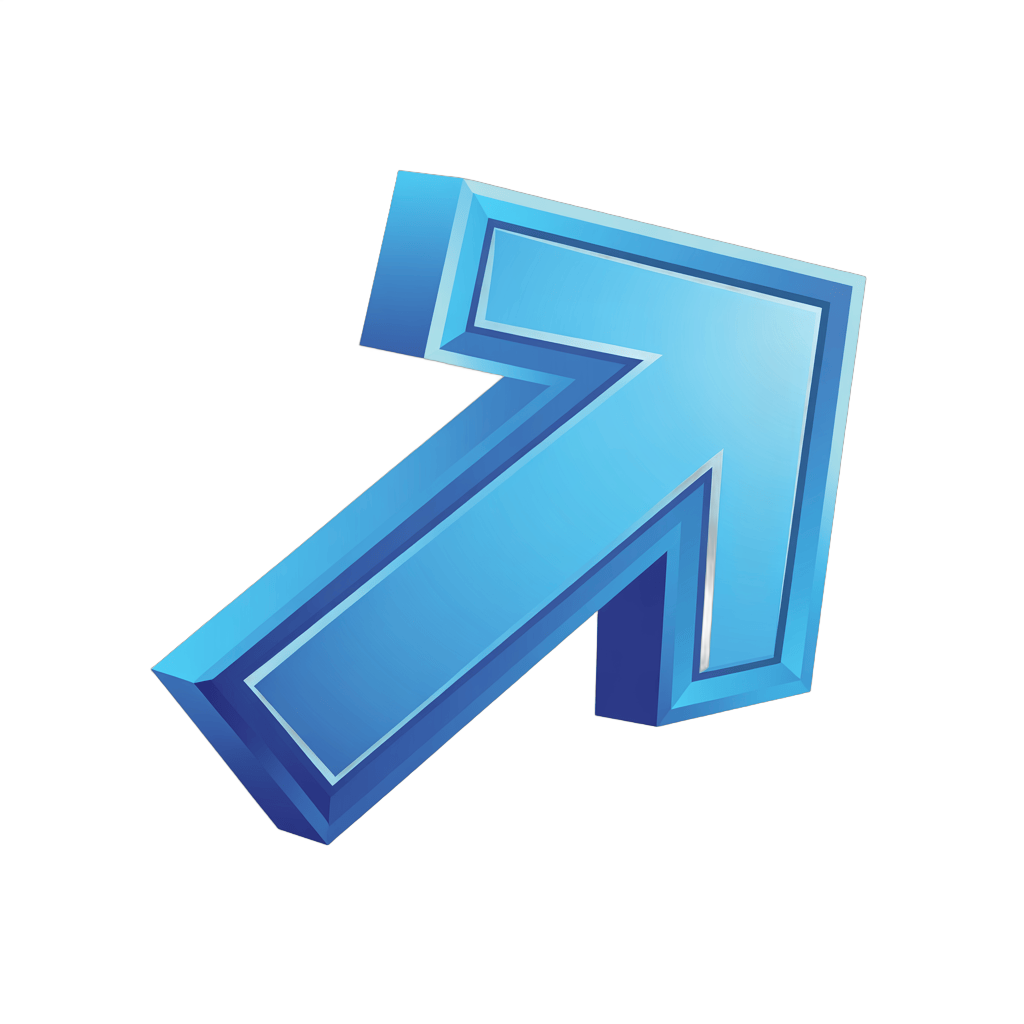 Modern blue 3d arrow graphic element for presentations business websites and app interfaces PNG - transparent background