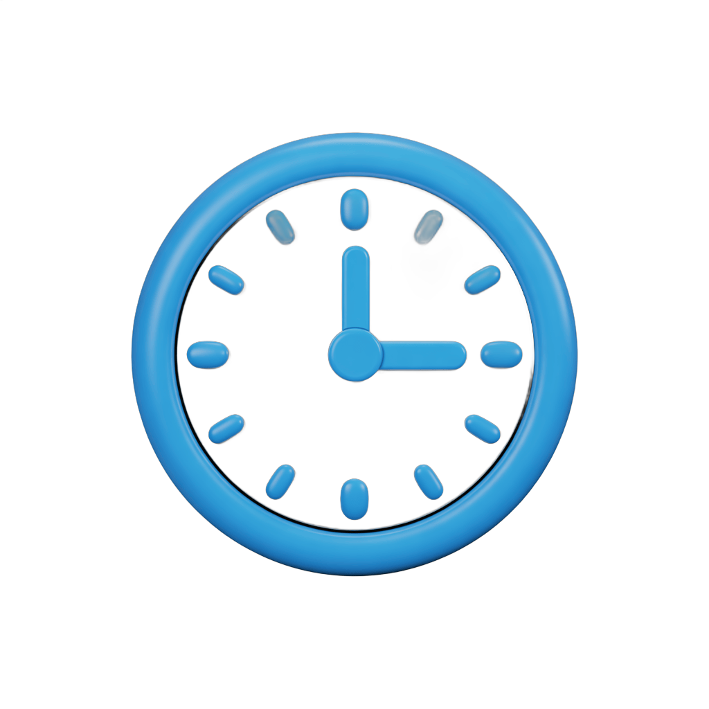 Modern blue analog clock graphic element for digital presentations and app interfaces PNG - transparent background
