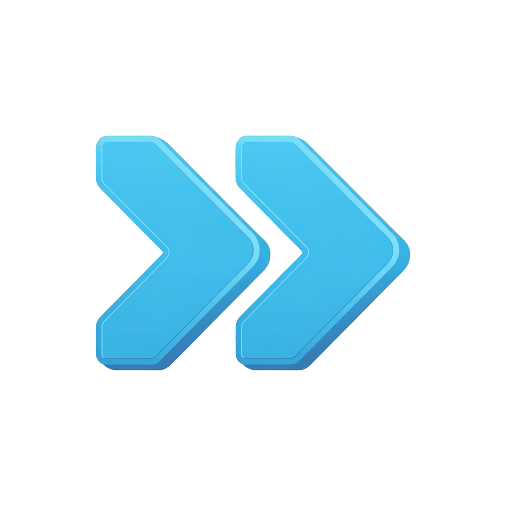 Modern blue double arrow icon for navigation buttons and user interface design PNG - transparent background