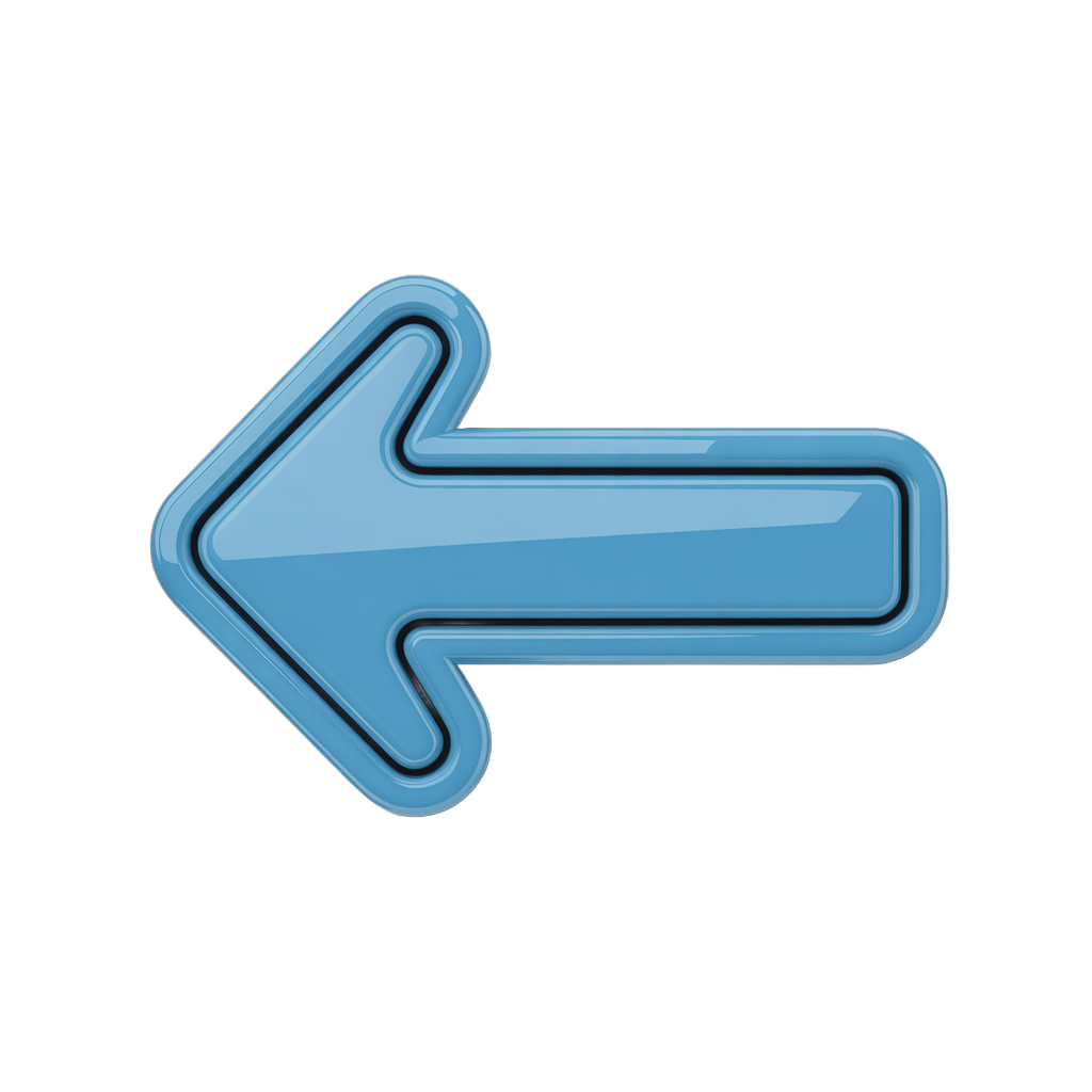 Modern blue left pointing arrow icon for web design user interface navigation PNG - transparent background