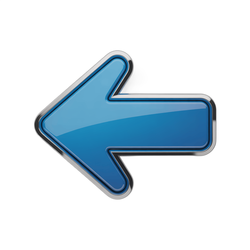 Modern blue left pointing arrow icon for web ui design navigation interface PNG - transparent background