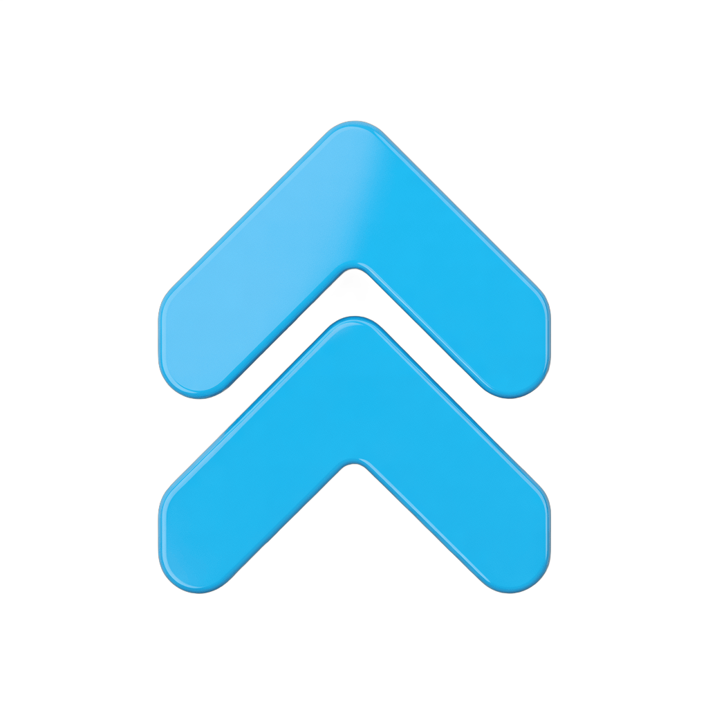 Modern blue upward arrow graphic element for business presentations and web design PNG - transparent background