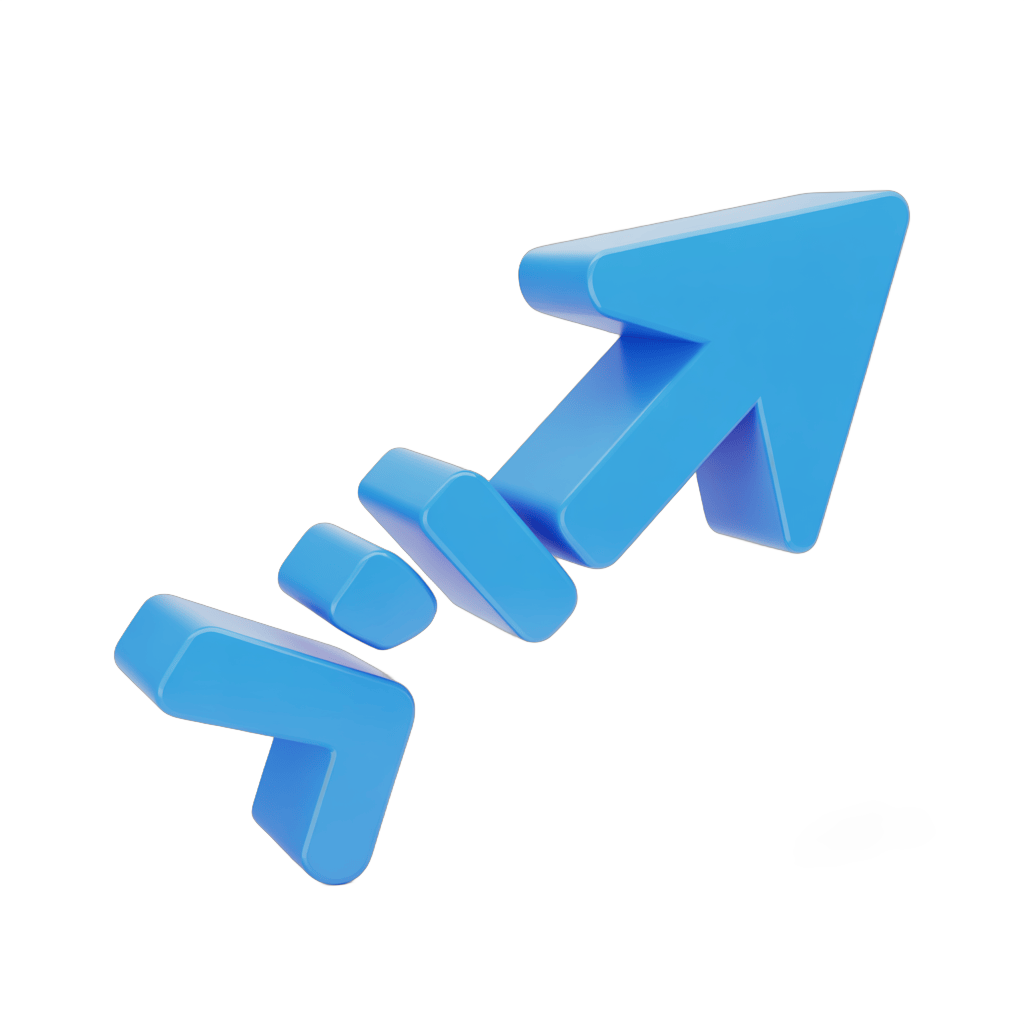 Modern blue upward arrow icon set with progress steps for business presentations and infographics PNG - transparent background