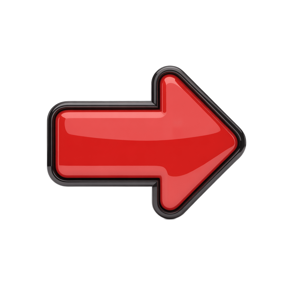 Modern glossy red arrow icon for presentations business graphics and web design PNG - transparent background