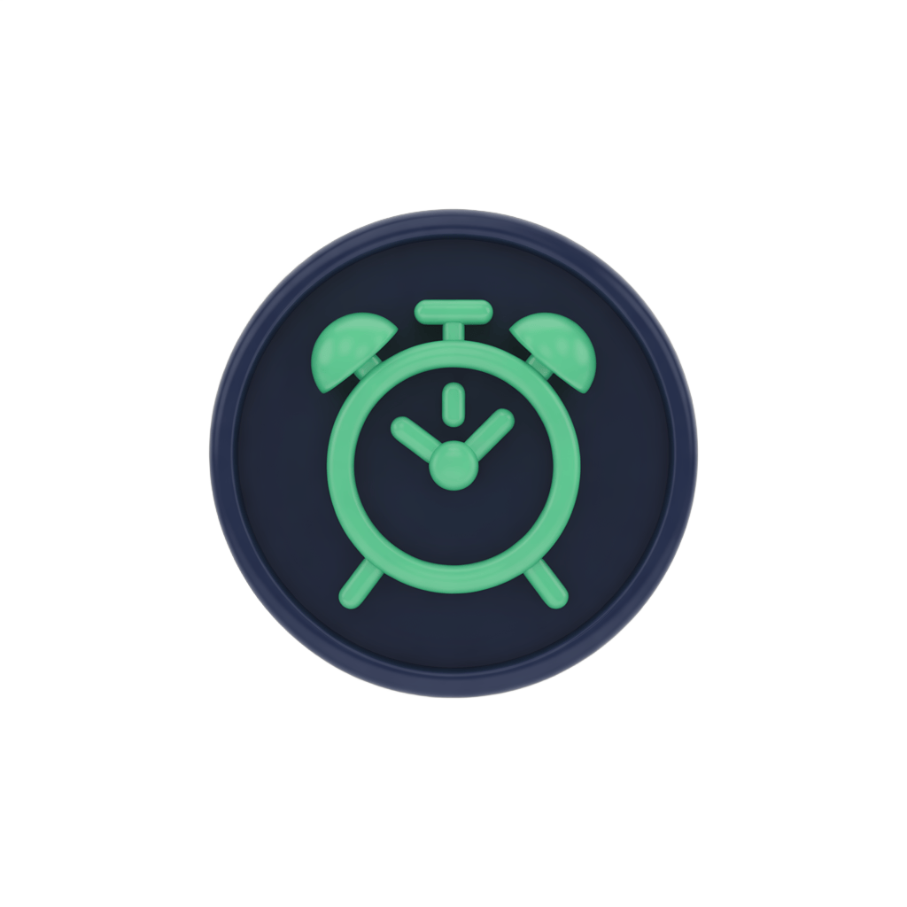 Modern green alarm clock icon with transparent background for digital design projects PNG - transparent background