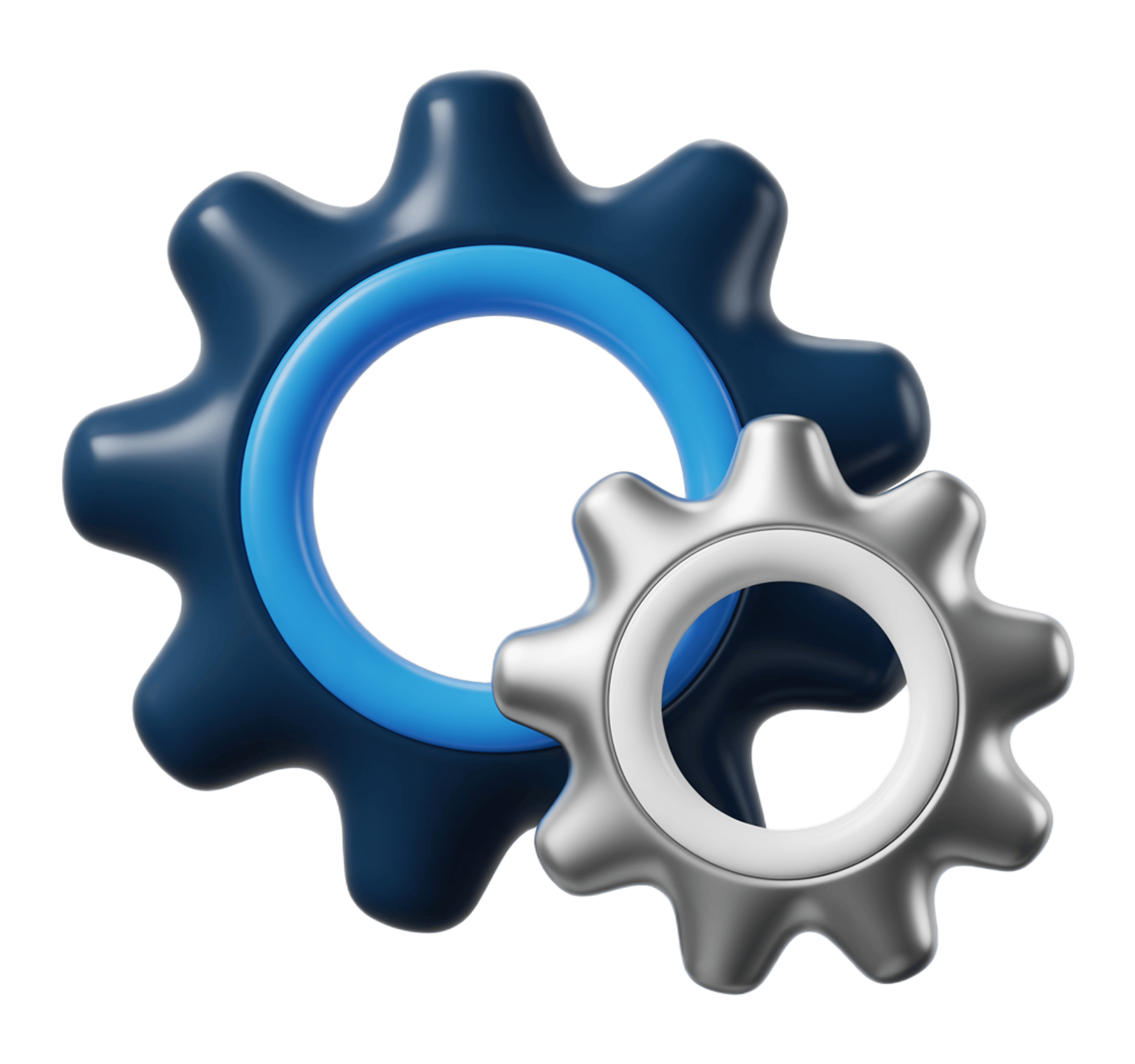 Modern interlocking gears graphic element for business technology and engineering presentations PNG - transparent background