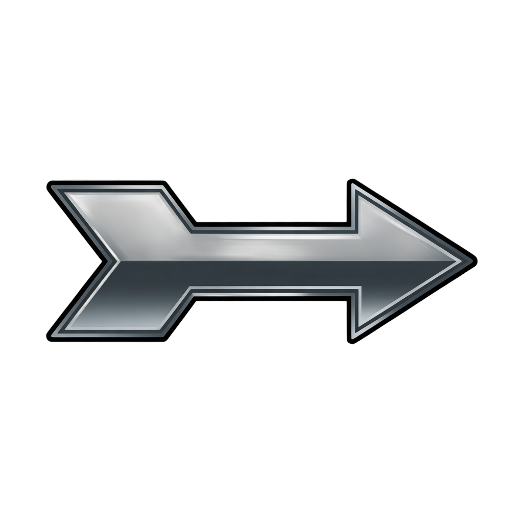 Modern metallic arrow graphic element for presentations and web design with transparent background PNG - transparent background