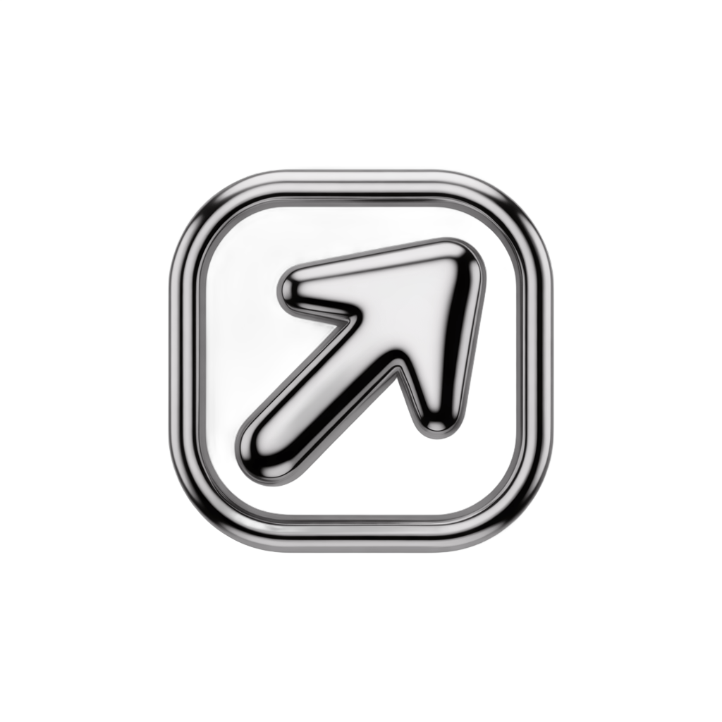 Modern metallic arrow icon with glossy finish for business presentations and app interfaces PNG - transparent background
