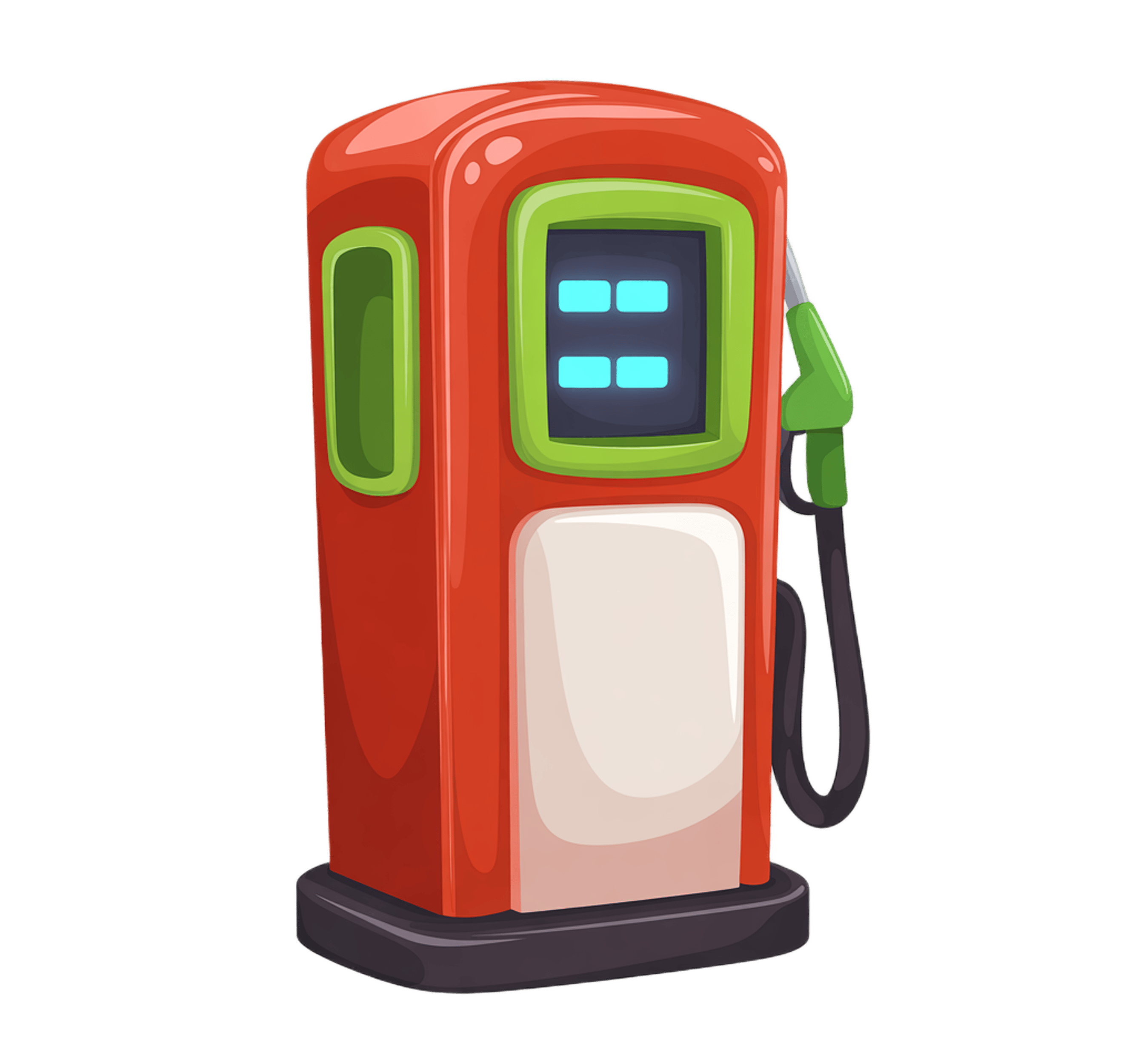 Modern red gas pump illustration for automotive and transportation presentations PNG - transparent background