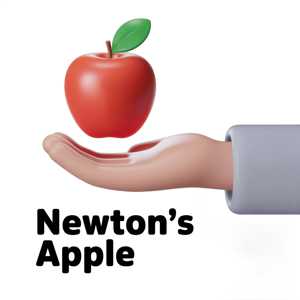 Newton's apple illustration isolated on transparent background for educational and scientific presentations PNG - transparent background