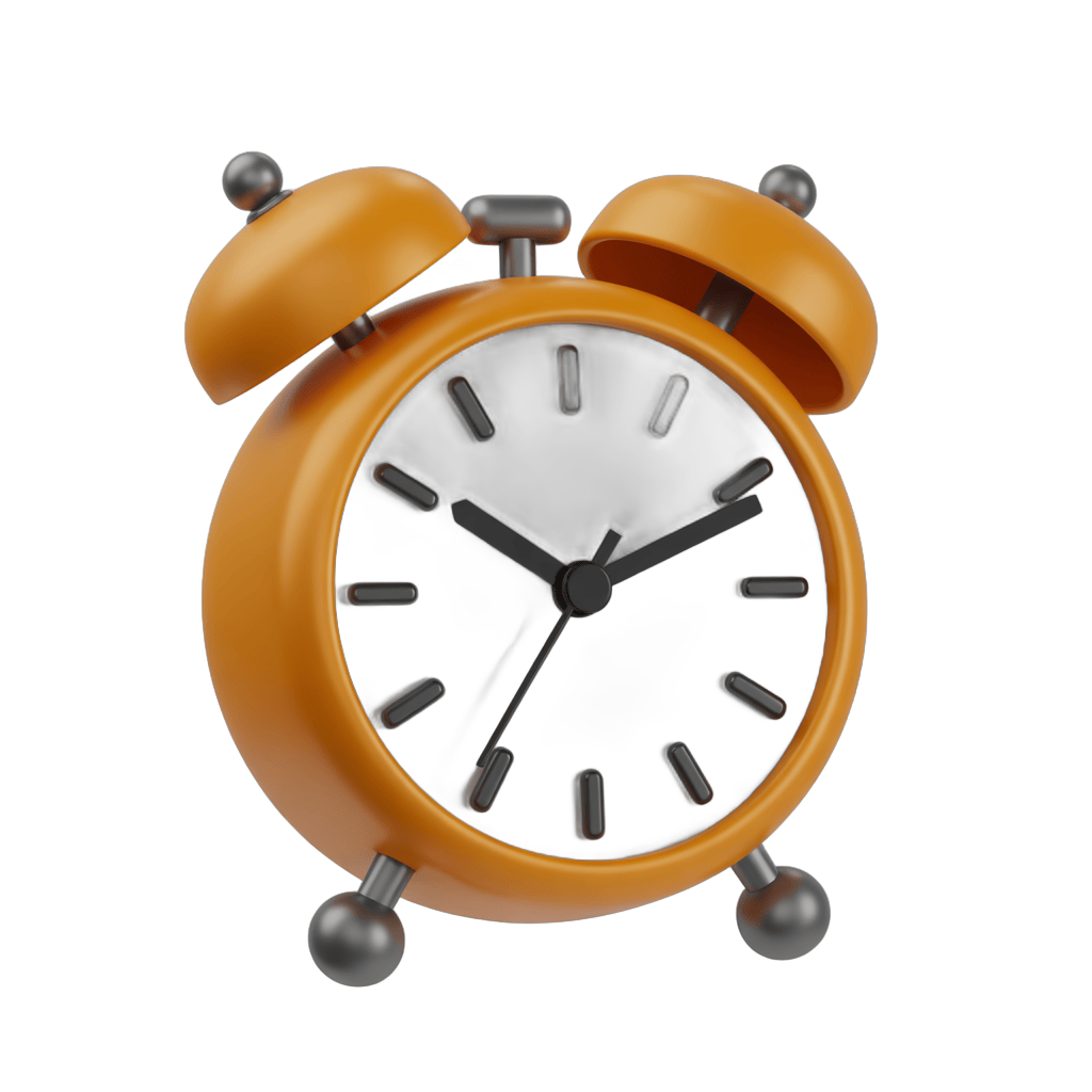 Orange alarm clock illustration for time management and productivity graphics PNG - transparent background