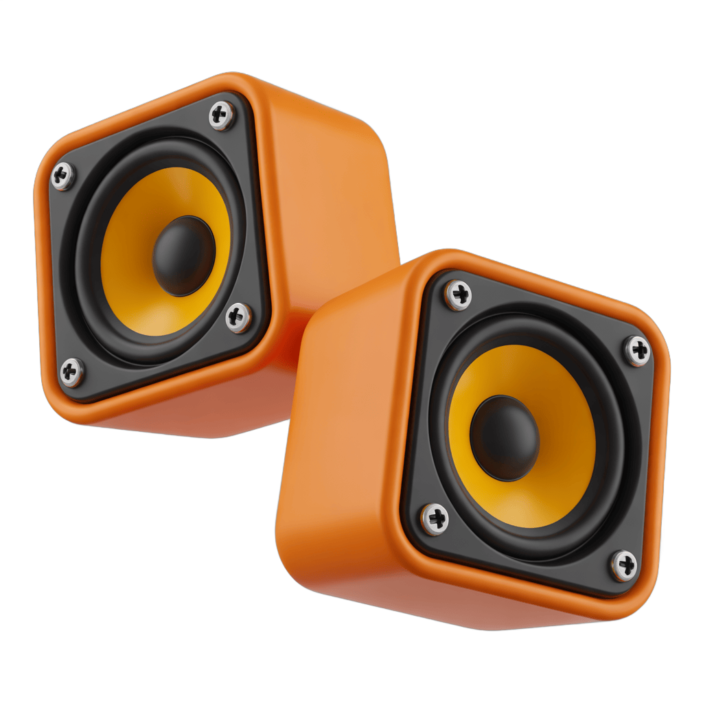 Orange isolated speaker clipart for presentations and multimedia projects PNG - transparent background