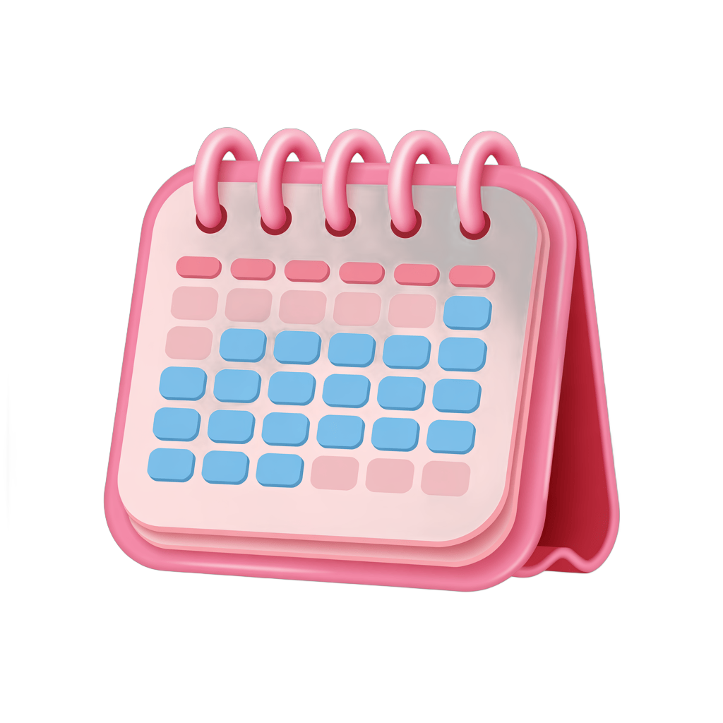 Pink monthly calendar clipart with dates and transparent background for event planning designs PNG - transparent background