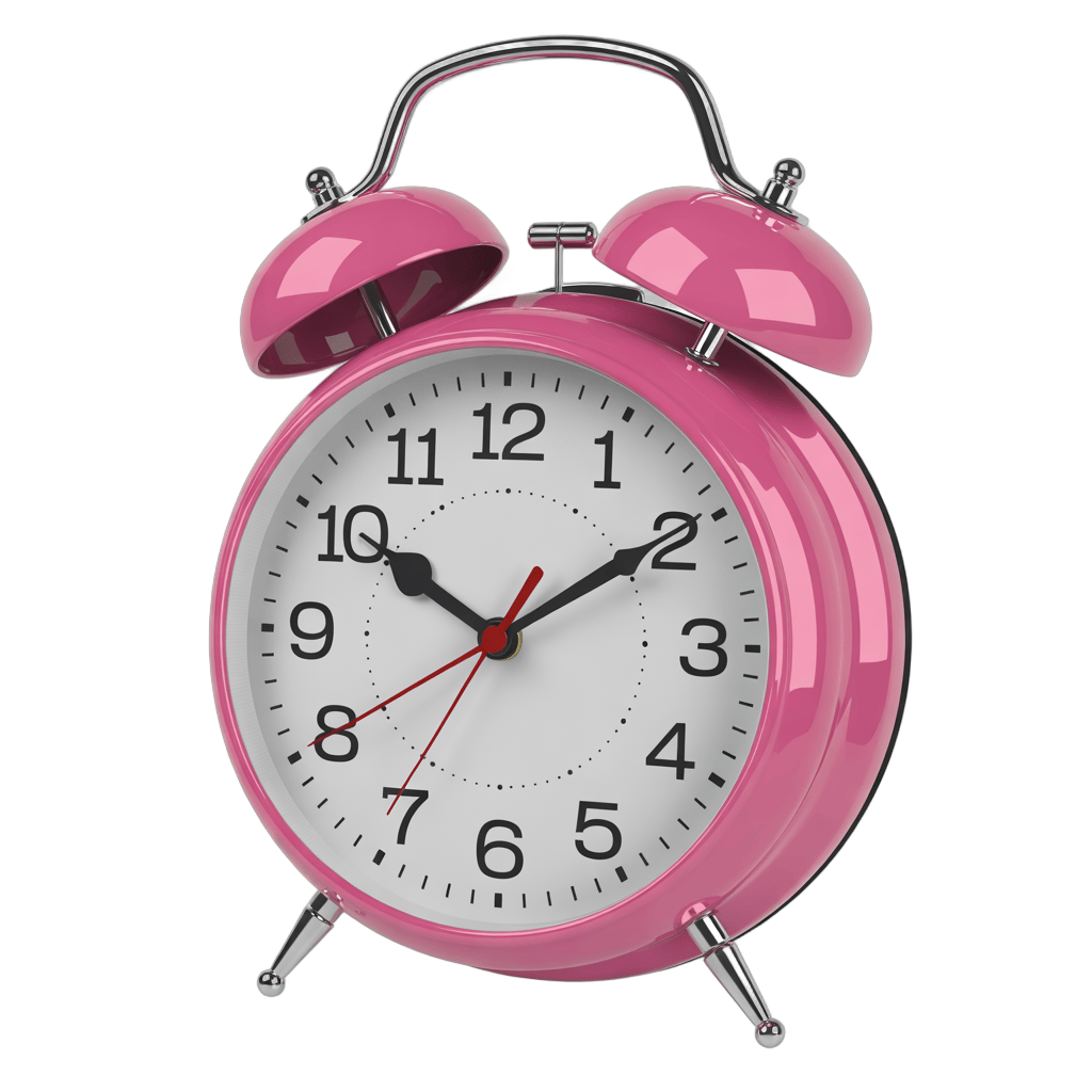 Pink vintage alarm clock illustration for time management and productivity designs PNG - transparent background