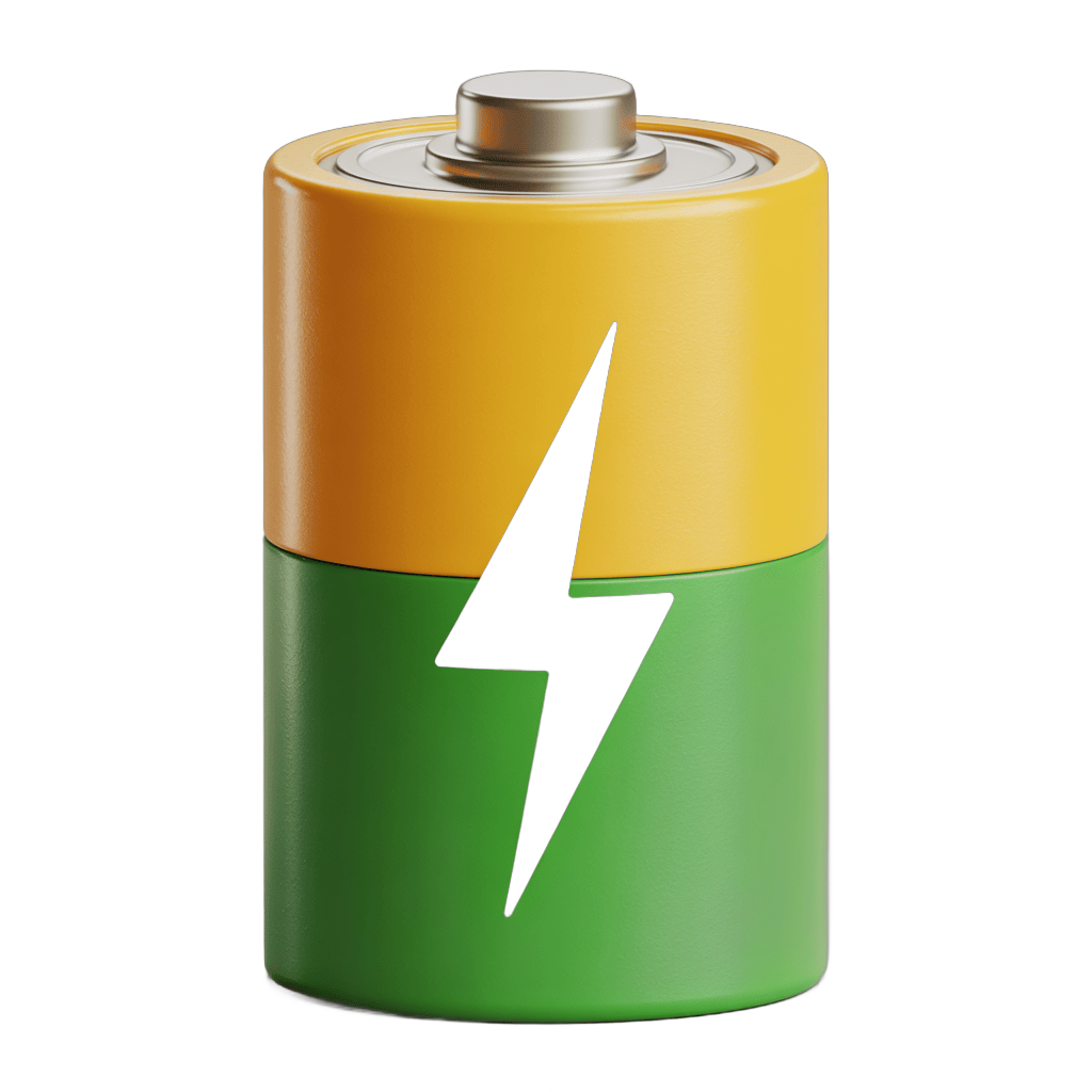 Professional 3d battery icon with lightning bolt for energy tech presentations and app designs PNG - transparent background