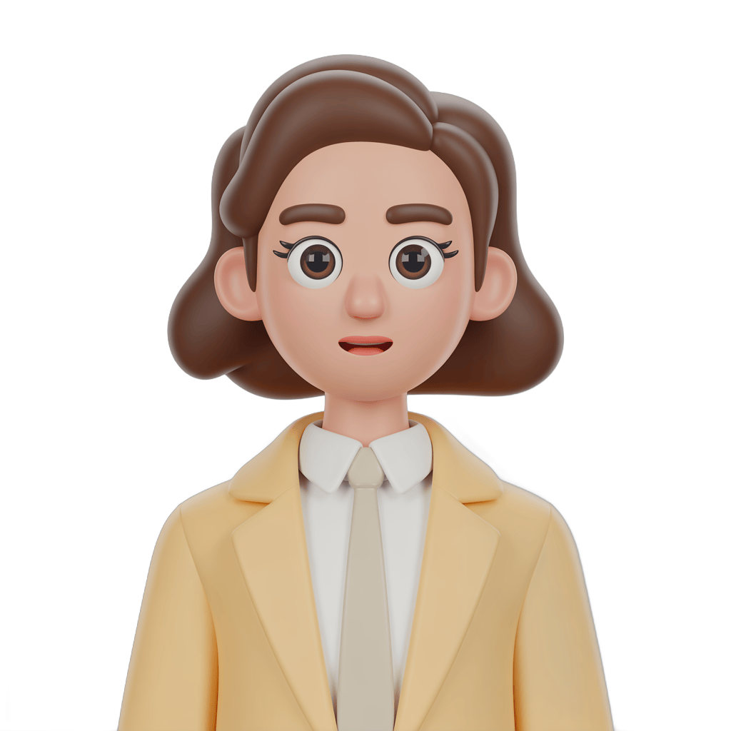 Professional cartoon woman in beige blazer and tie for business presentations and corporate graphics PNG - transparent background