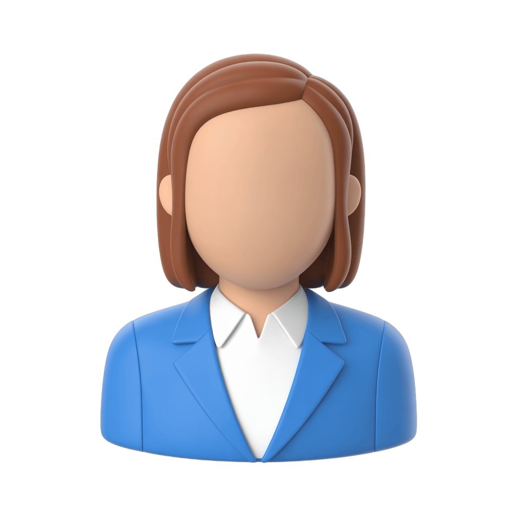 Professional female business avatar icon with blue blazer for corporate presentations and websites PNG - transparent background