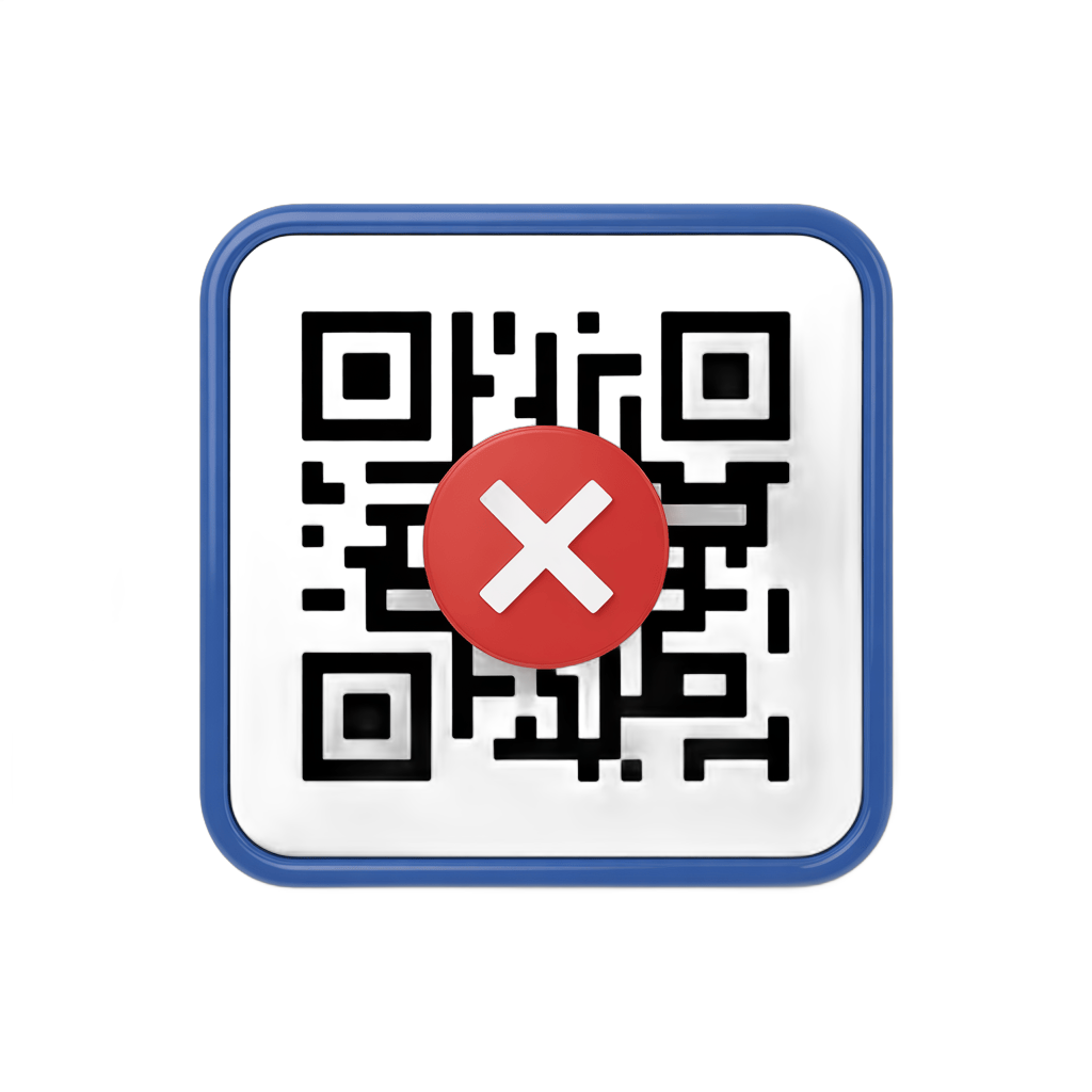 QR code with red cross mark isolated graphic element for error or blocked access design PNG - transparent background