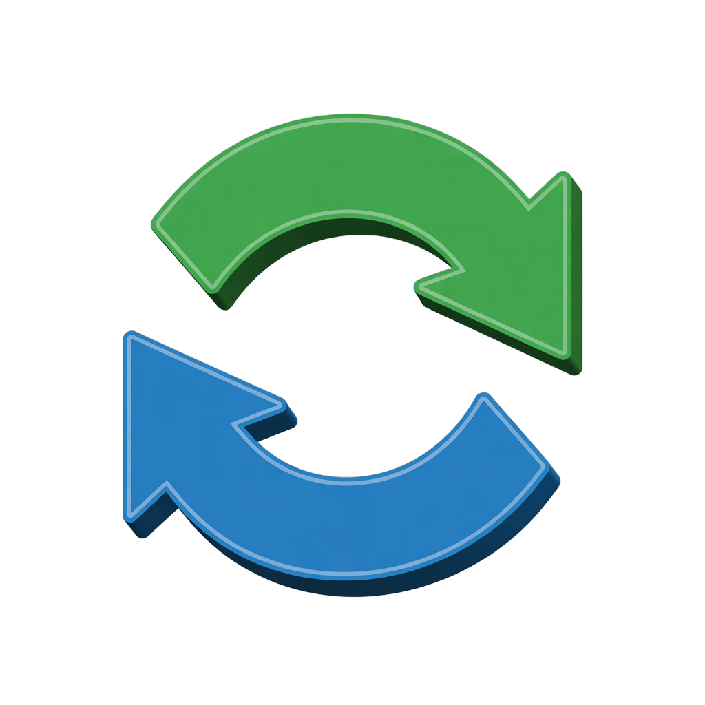 Recycling symbol with green and blue arrows for eco friendly business presentations and websites PNG - transparent background