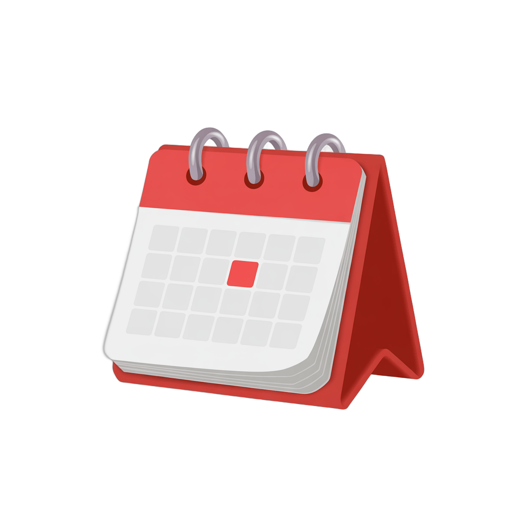 Red calendar stand clipart for planning events schedules and reminders PNG - transparent background