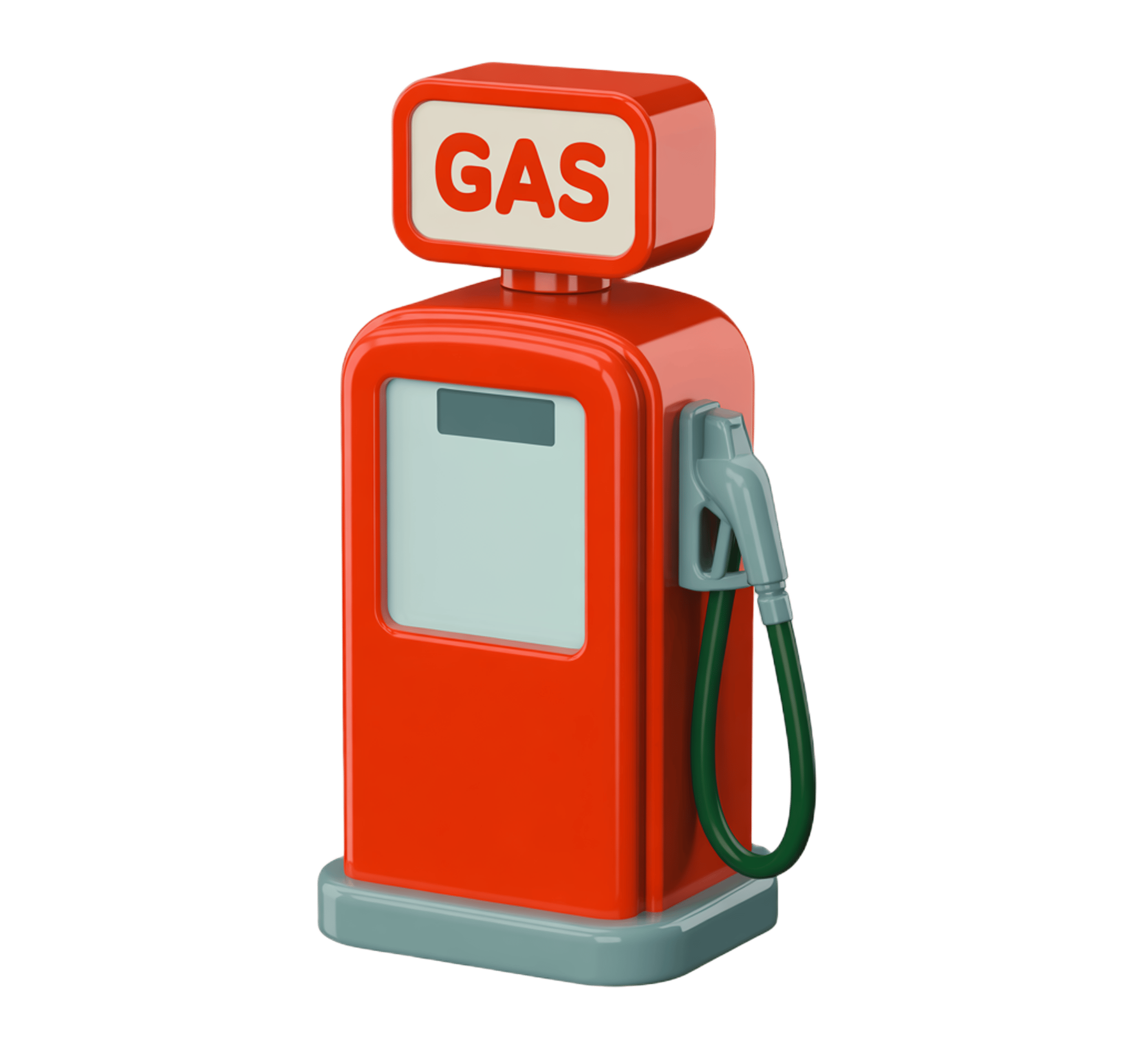 Red gas station pump isolated clipart for commercial illustrations and presentations PNG - transparent background