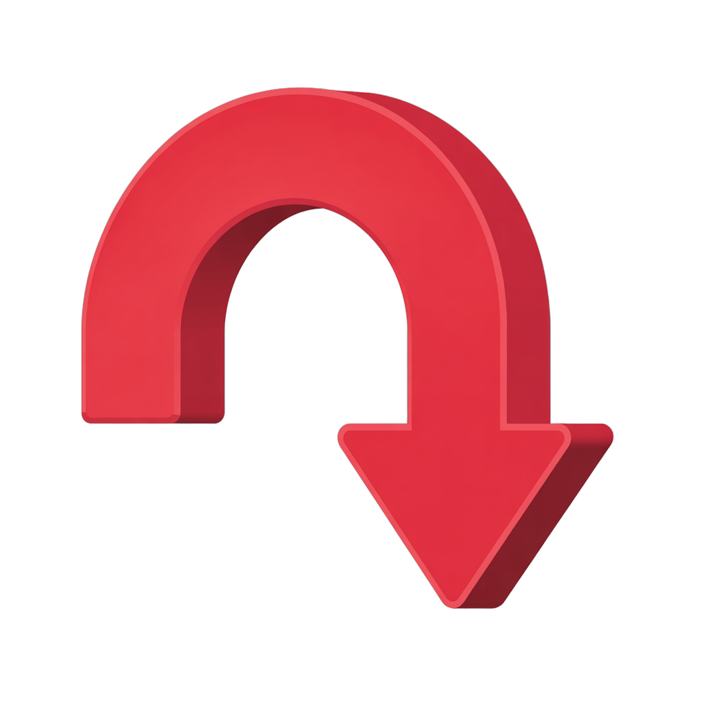 Red isolated download arrow icon for website buttons and app interfaces with transparent background PNG - transparent background