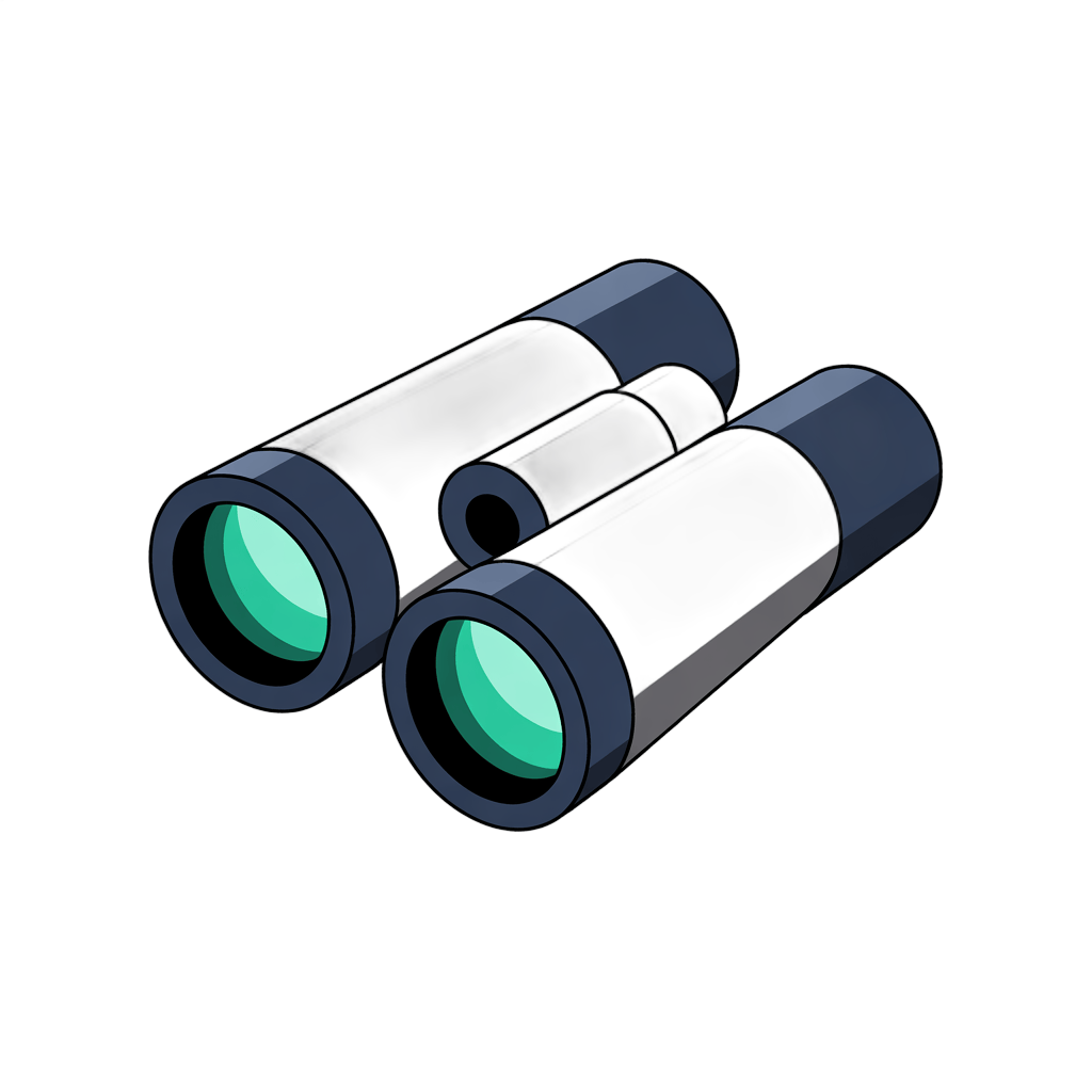 Sleek 3d cartoon binoculars clipart for travel adventure and outdoor exploration marketing graphics PNG - transparent background