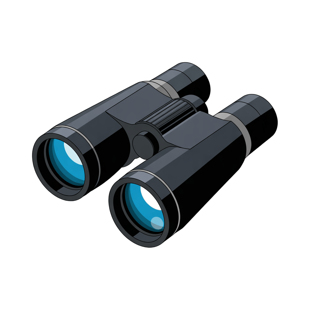 Sleek black binoculars clipart for outdoor adventure travel and nature exploration designs PNG - transparent background