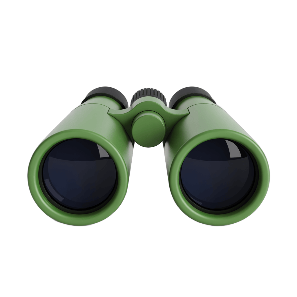 Sleek green binoculars clipart for outdoor adventure and nature exploration graphics PNG - transparent background