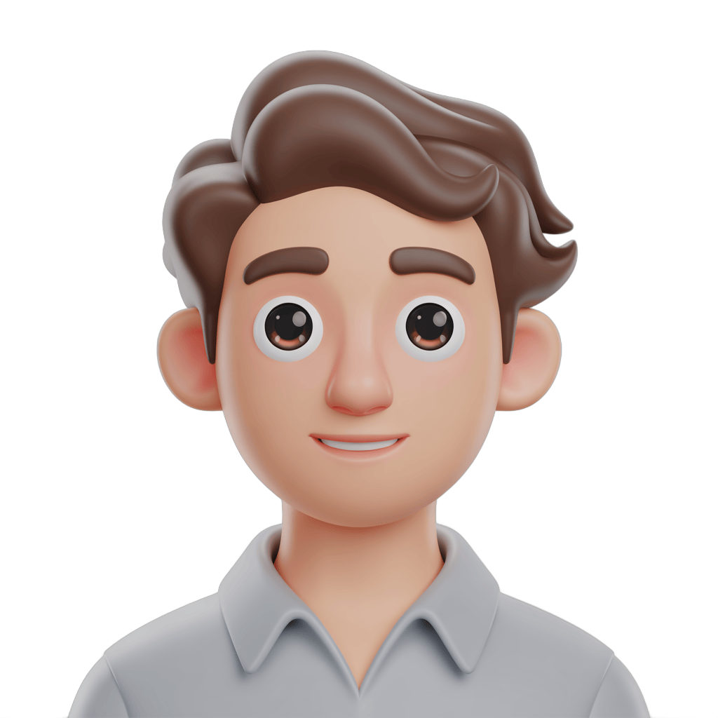 Smiling professional man cartoon character for presentations business marketing materials PNG - transparent background