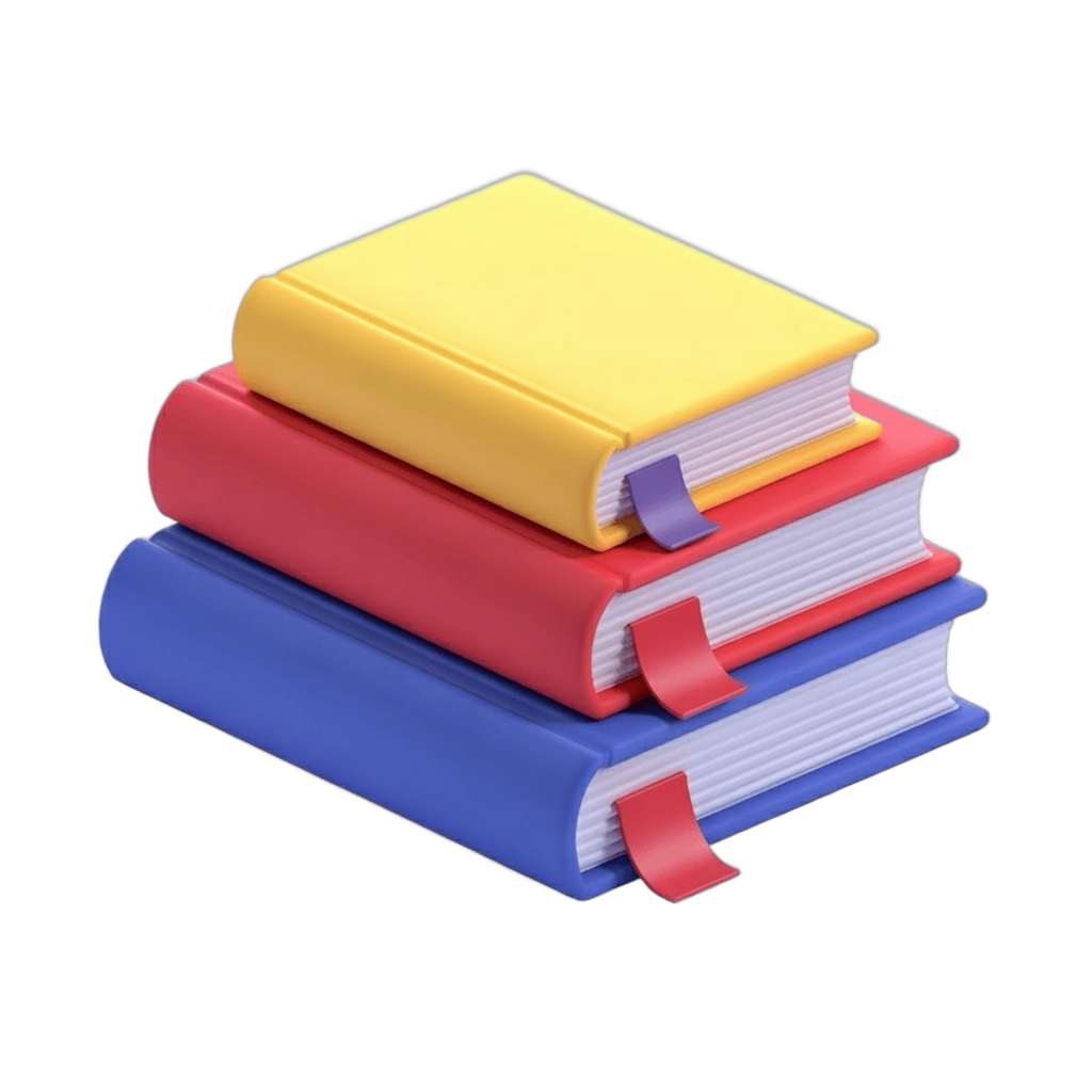 Stack of colorful books with ribbons isolated on transparent background for educational marketing PNG - transparent background