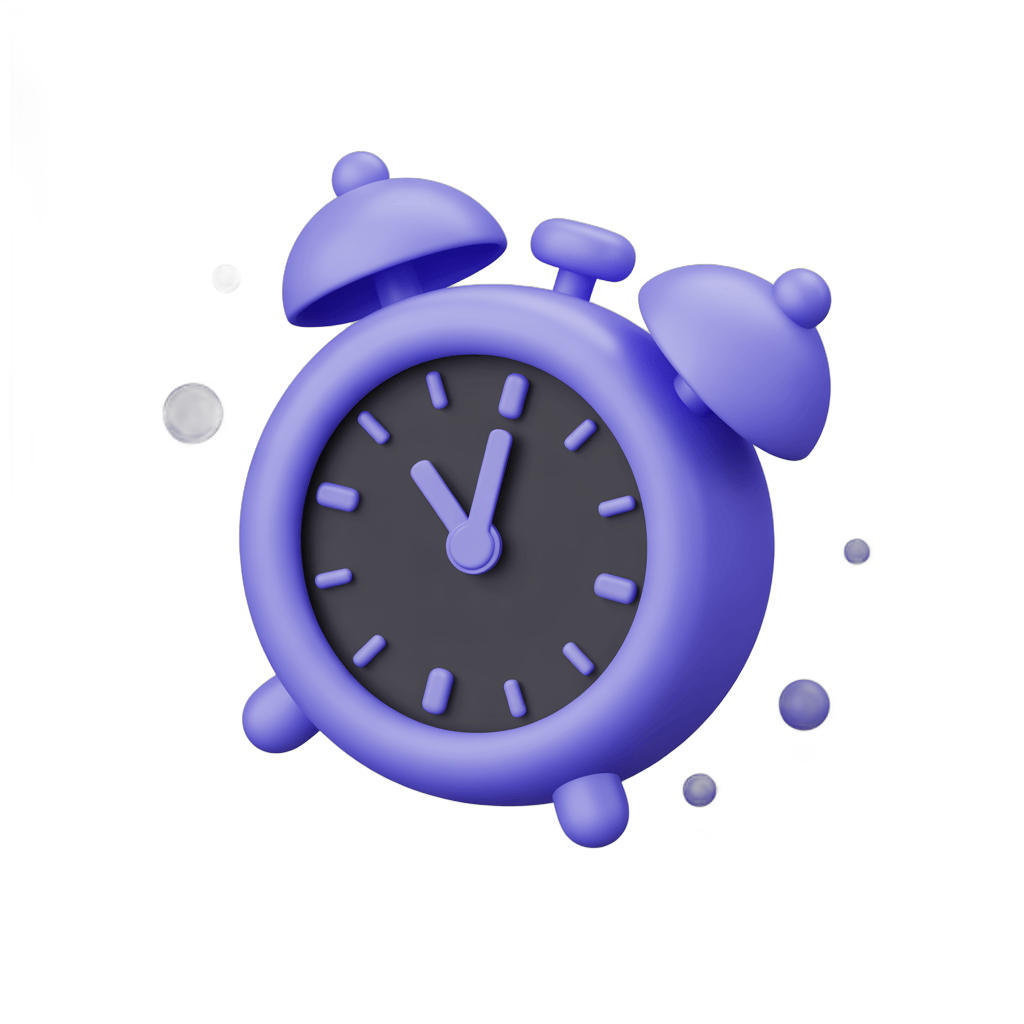 Vibrant purple alarm clock illustration with water splash effect for time management and productivity designs PNG - transparent background