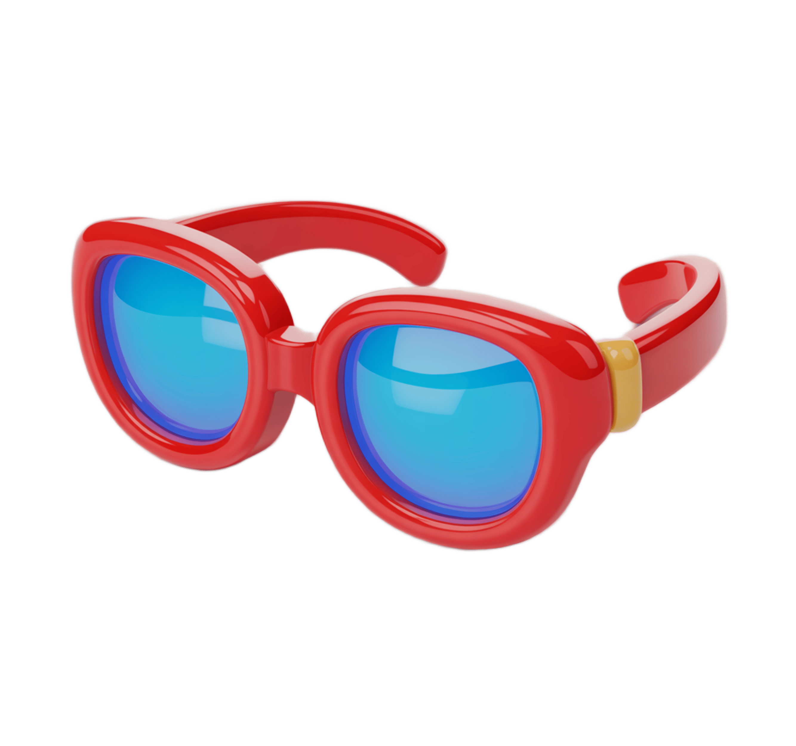Vibrant red retro sunglasses with blue lenses isolated clipart for creative designs and branding PNG - transparent background