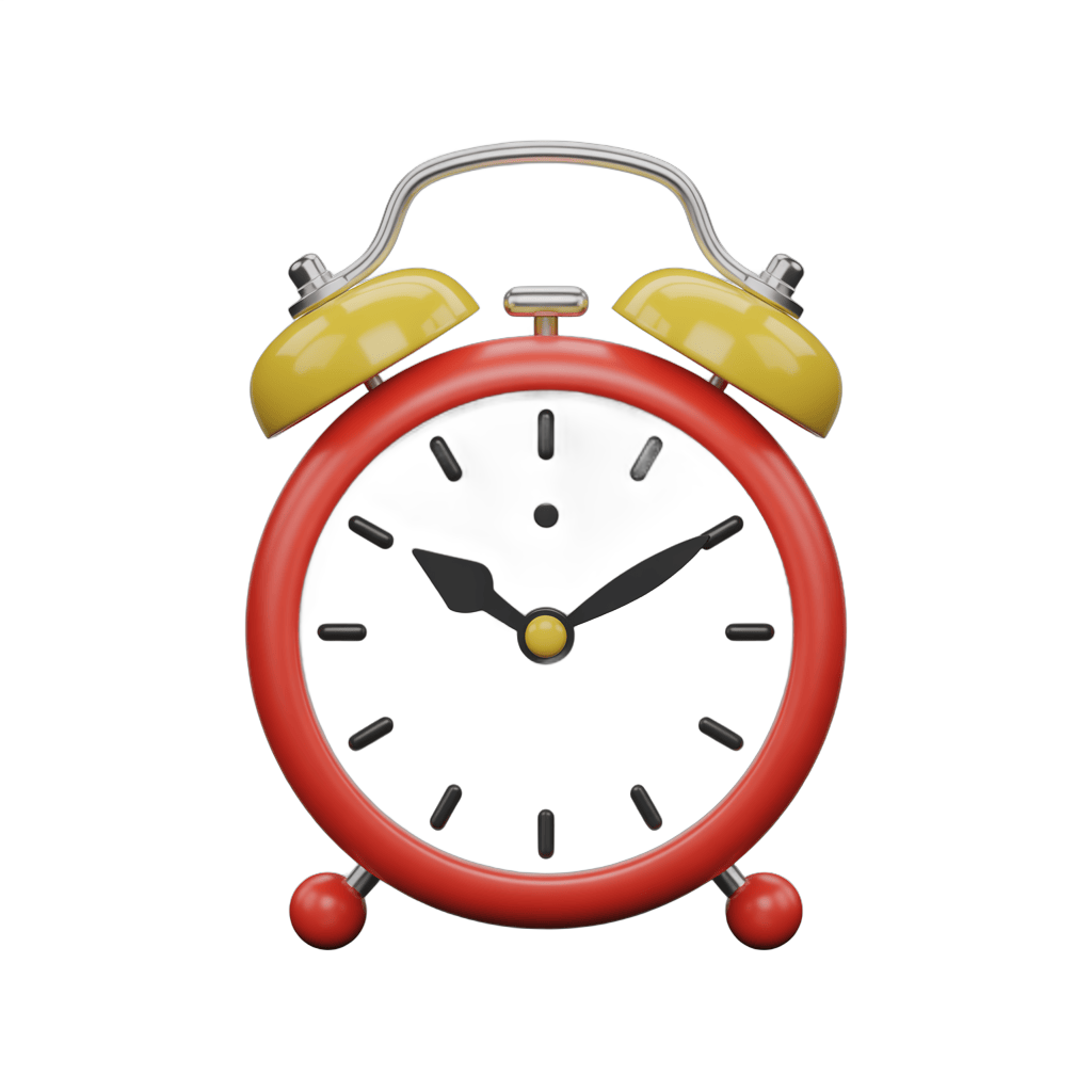 Vintage style alarm clock with yellow bells isolated on transparent background for graphic design PNG - transparent background