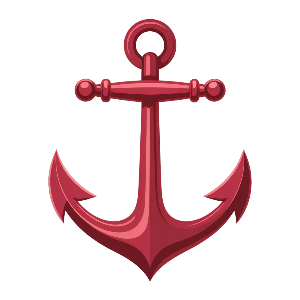 Vintage style red anchor graphic element for nautical maritime travel adventure branding PNG - transparent background