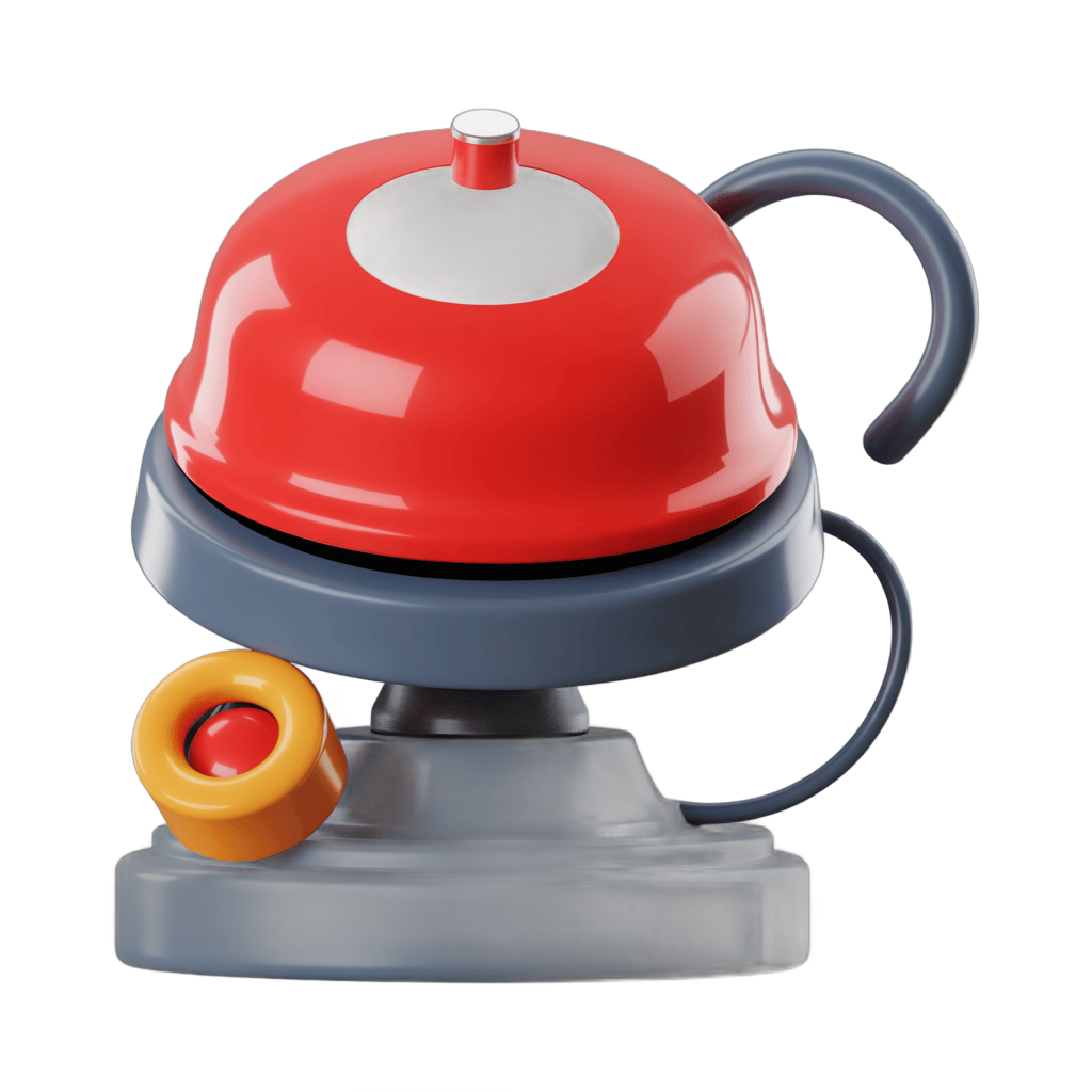 Vintage style red bell notification graphic element for website alerts and app icons PNG - transparent background