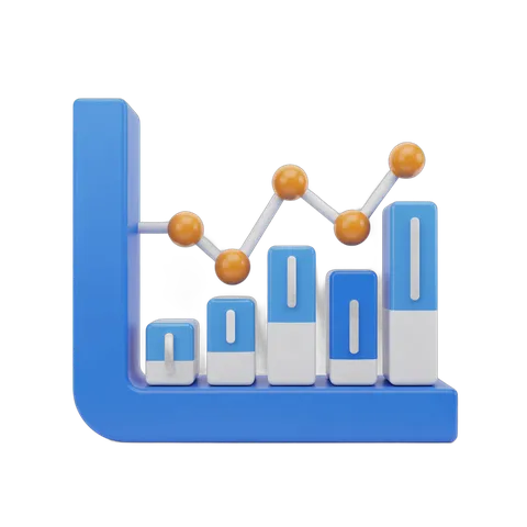 3d business growth chart with upward trend and increasing bar graph for presentations and reports PNG