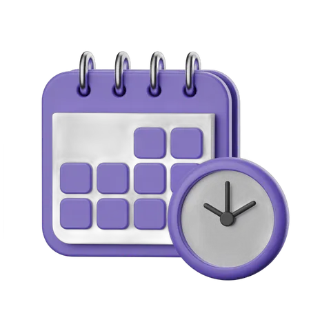 3d calendar and clock graphic element for scheduling and time management designs PNG