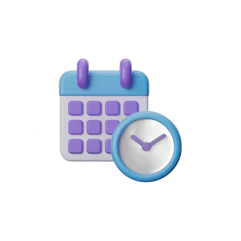 3d calendar and clock graphic element for scheduling and time management designs PNG