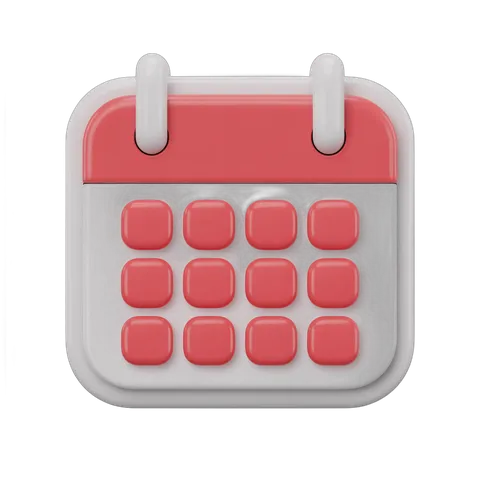 3d calendar clipart isolated transparent background for scheduling and planning designs PNG