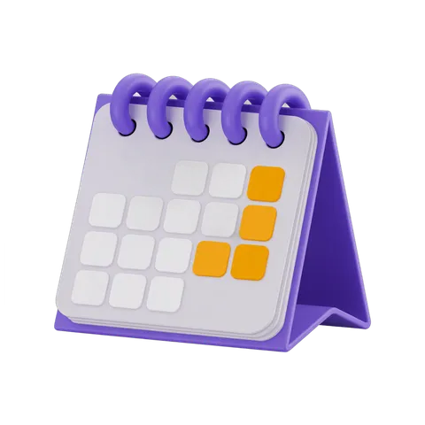 3d calendar stand with highlighted dates for planning and scheduling events PNG