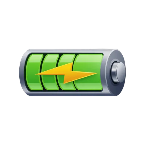 3d cartoon battery icon with charging arrow for energy efficiency presentations and marketing materials PNG