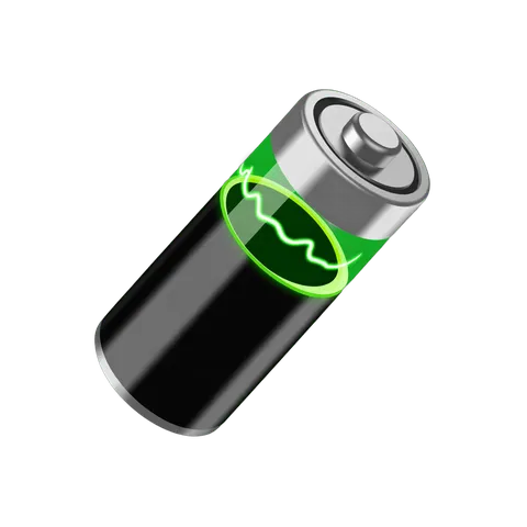 3d cartoon battery icon with green energy indicator for eco friendly designs and presentations PNG