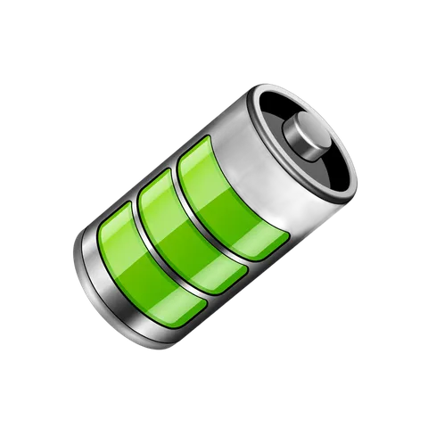 3d cartoon battery icon with green power indicator for digital design and presentations PNG