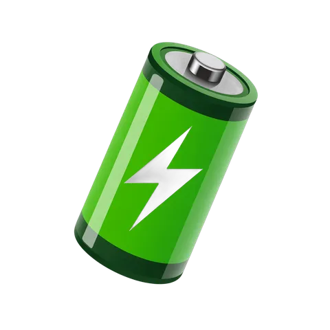 3d cartoon battery icon with lightning bolt for energy efficiency and eco friendly designs PNG