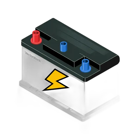 3d cartoon battery illustration with lightning bolt for energy power icons and graphics PNG